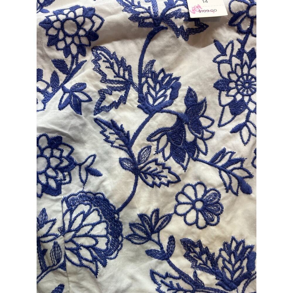 Talbots Peplum Cap Sleeve Blouse in Blue and White - Picture 6 of 7